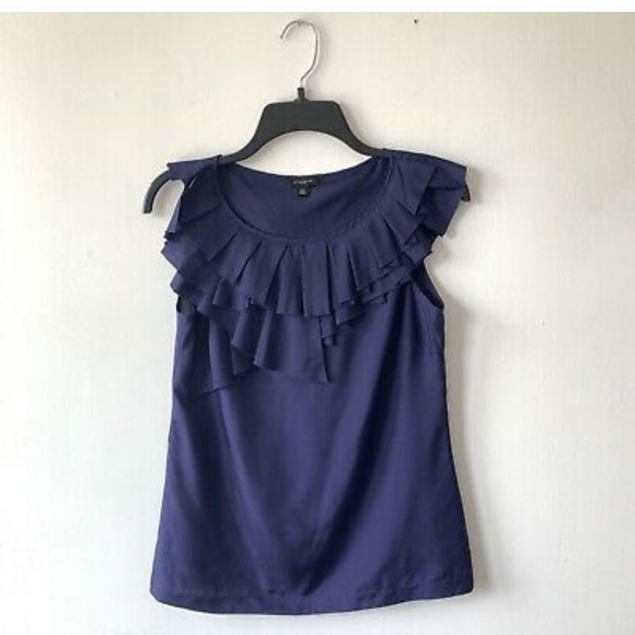 Ann Taylor Ruffle Blouse in Blue & Green - Picture 2 of 6
